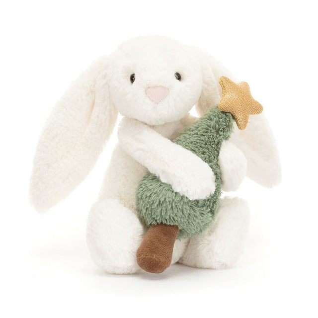 Jellycat Bashful Bunny with Christmas Tree