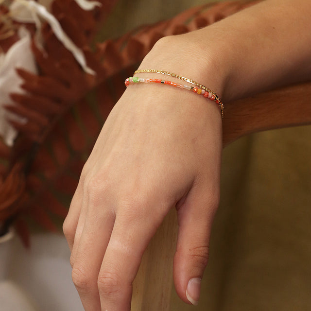 Pom Boutique Bright Orange Faux Gold Double Strand Bracelet