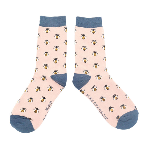 Dusky Pink Honey Bees Women's Socks