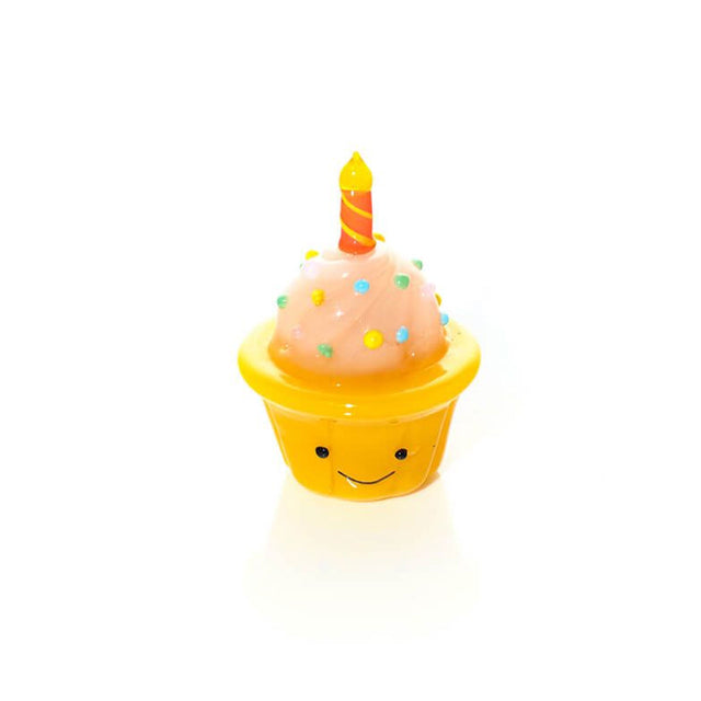 Mini Birthday Cupcake with Candle Glass Ornament