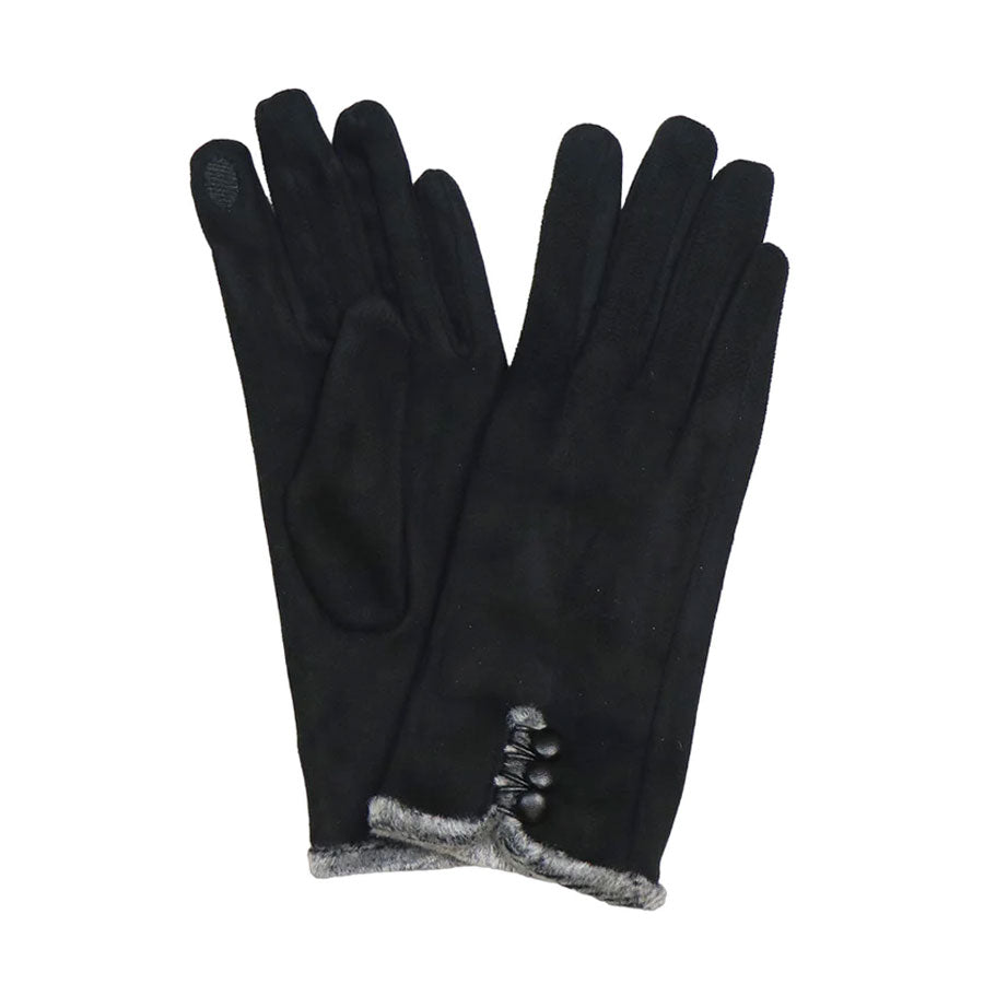 Suede gloves with 2024 fur trim