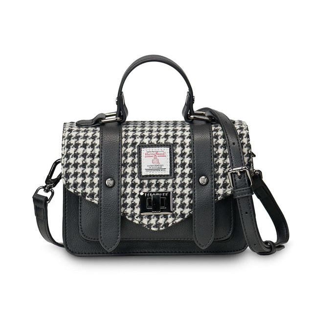 Islander Harris Tweed Black and White Dogtooth Mini Satchel