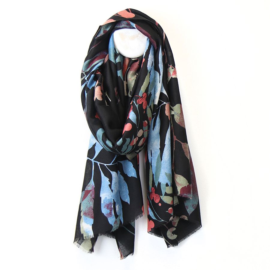 Black sale print scarf