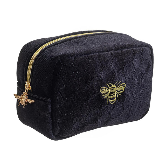 Black Embroidered Bee Make Up Bag 2