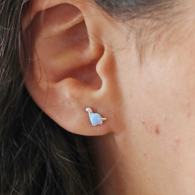 Blue Opal Dinosaur Stud Earrings Silver Lisa Angel