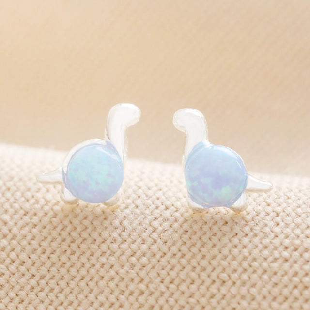 Blue Opal Dinosaur Stud Earrings Silver Lisa Angel