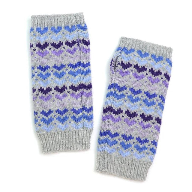 Blue Hearts Knitted Wristwarmers