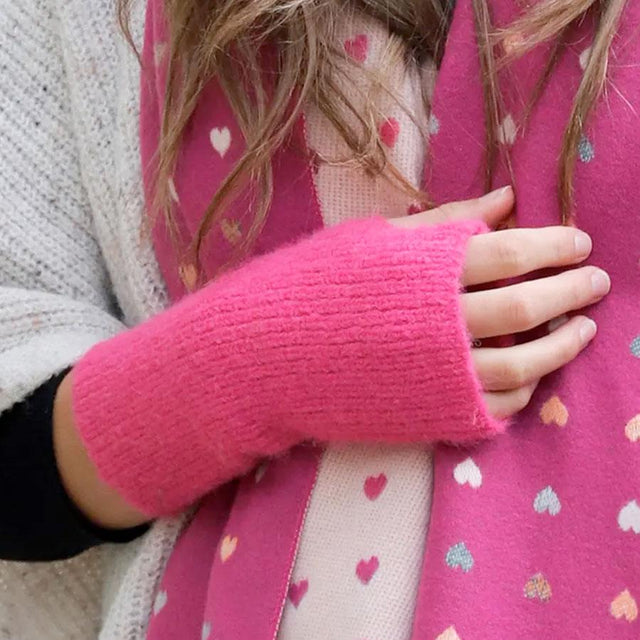 Bright Rose Pink Knitted Wristwarmers