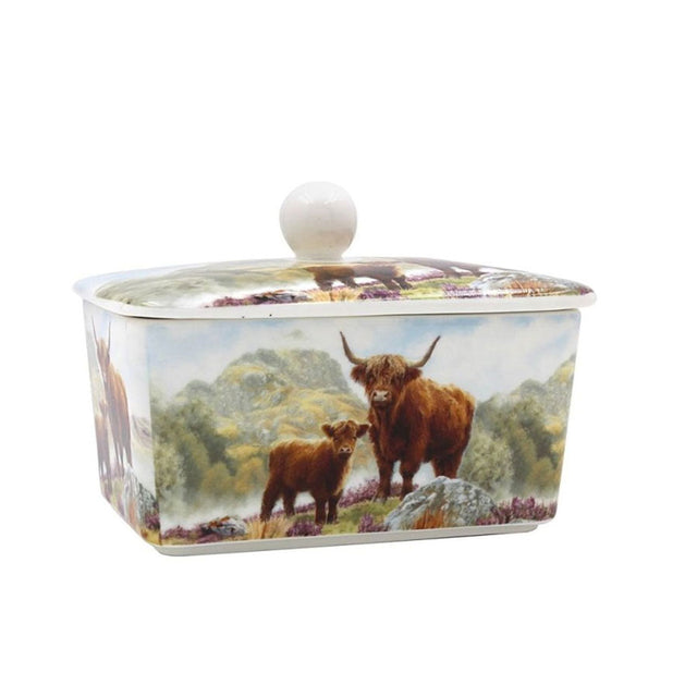Highland Cow & Calf Butter Dish