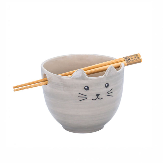 Cat Noodle Bowl with Chopsticks