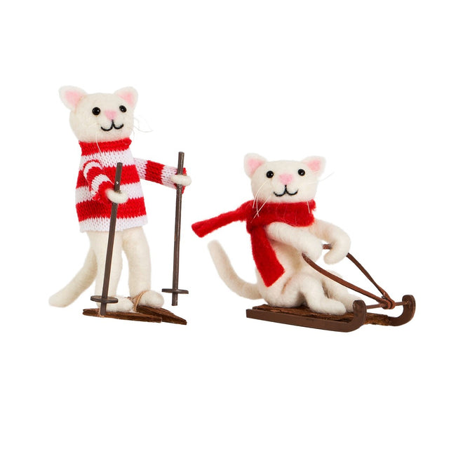 Skiing or Sledging Cat Decoration - Assorted Designs Sass & Belle