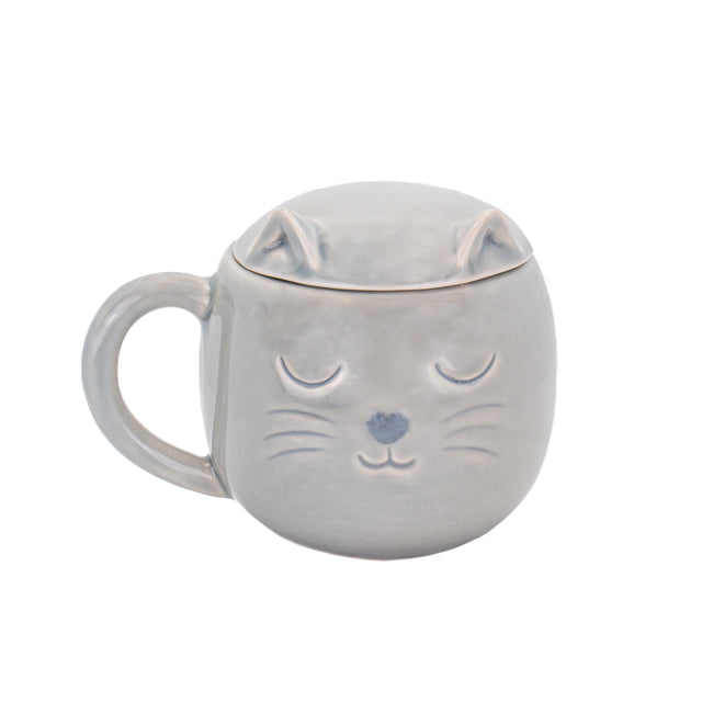 Sass and Belle Grey Cat Mug with Lid