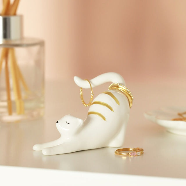 Lisa Angel Ceramic Stretching Cat Ring Holder