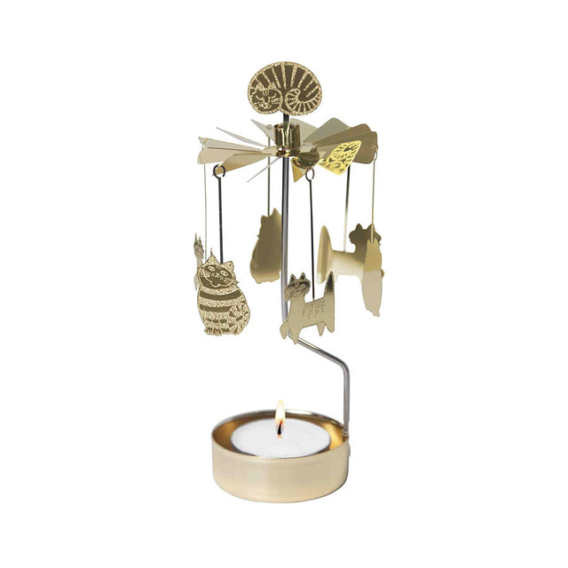 Gold Cats Tea Light Rotary