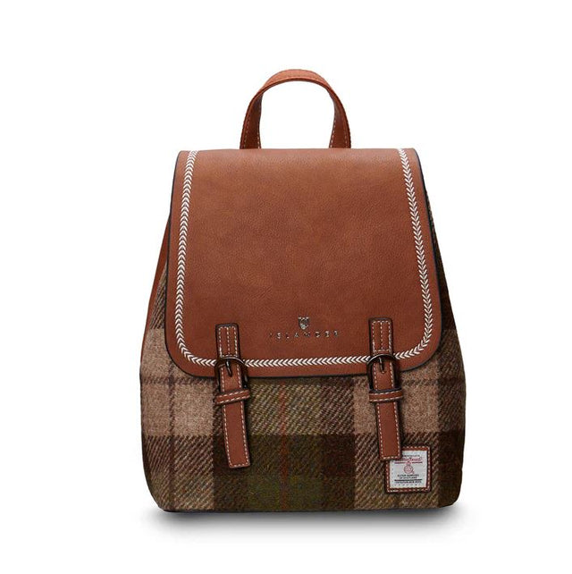 Chestnut and Green Tartan The Jura Harris Tweed Backpack