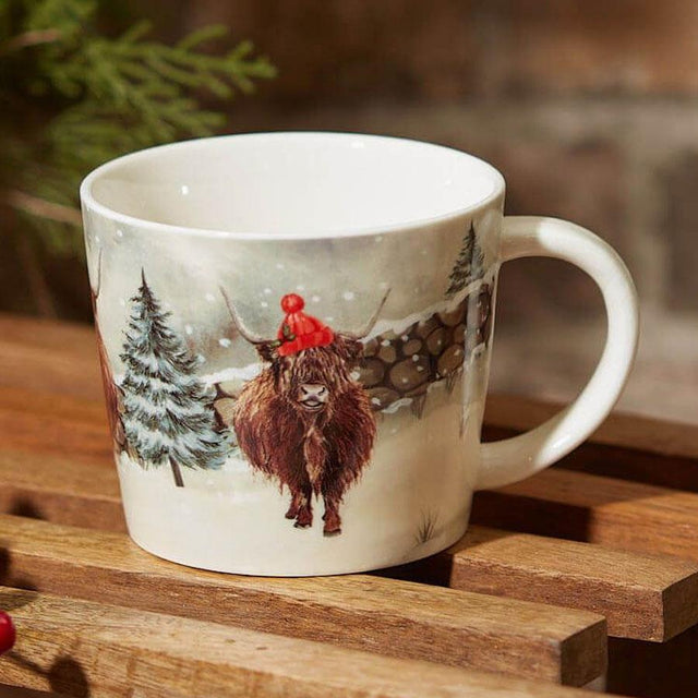 Christmas Highland Cow Ceramic Mug