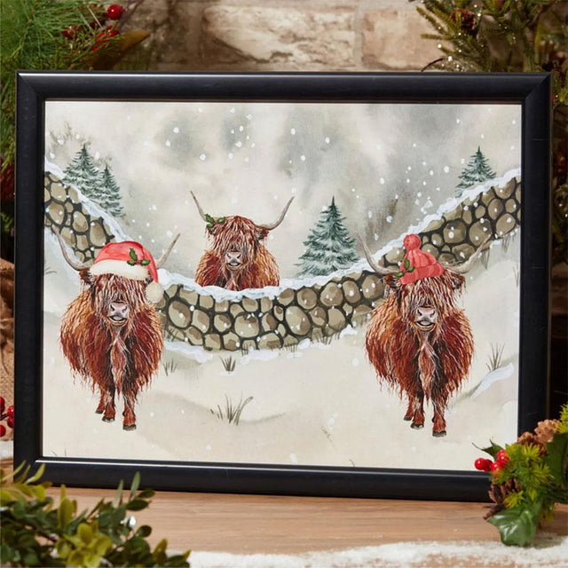 Christmas Highland Cow Scene Lap Tray Cushion