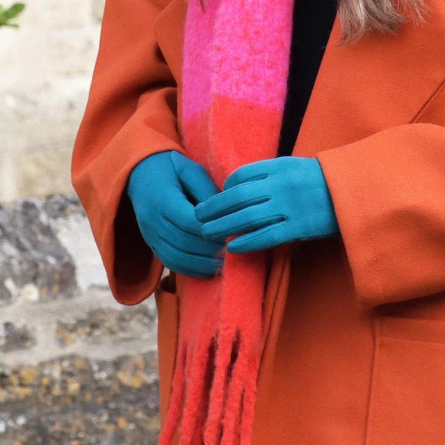 Cobalt Blue Faux Suede Button Gloves 2