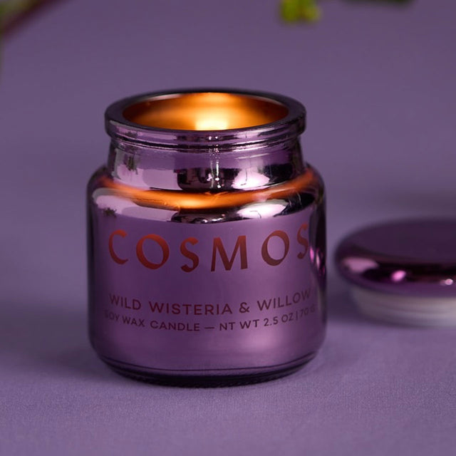 Cosmos Violet Metallic Glass Candle