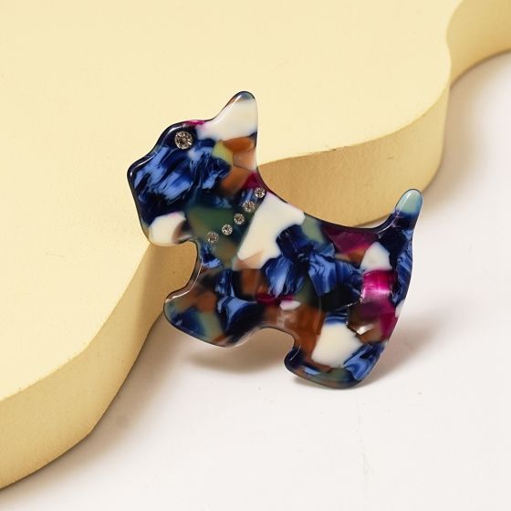Navy and White Scottie Dog Hair Clip