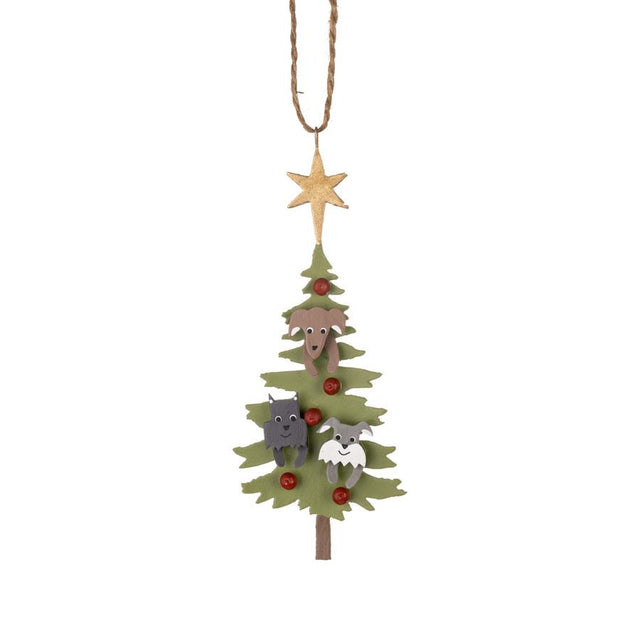 Dogs in Christmas Tree Metal Hanging Decoration
