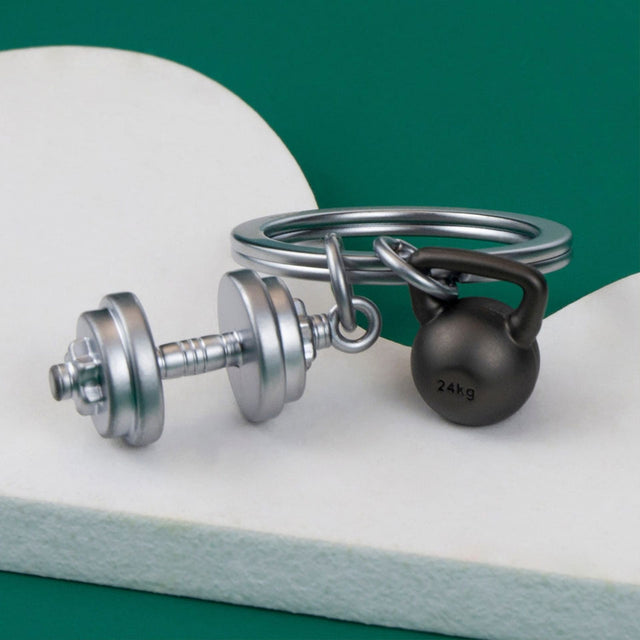Dumbbell & Kettlebell Gym Keyring