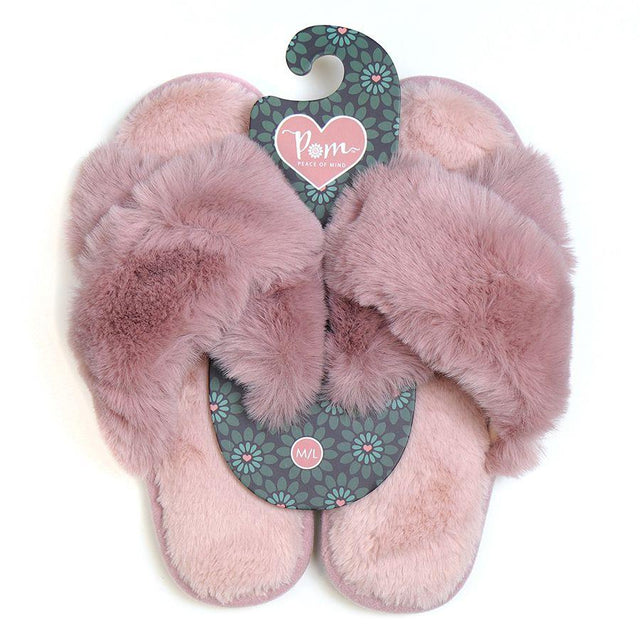 Dusky Pink Luxury Slippers - Medium/Large Pom Boutique