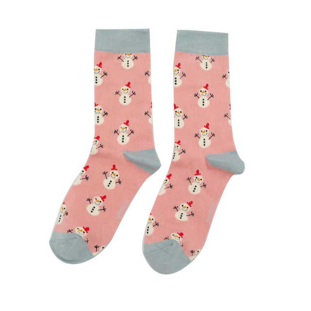 Dusky Pink Snowmen Women's Socks