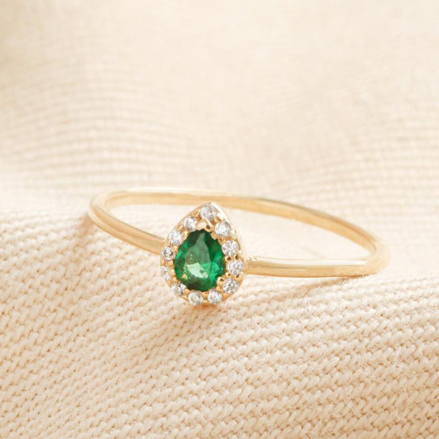 Emerald Crystal Teardrop Ring in Gold Lisa Angel