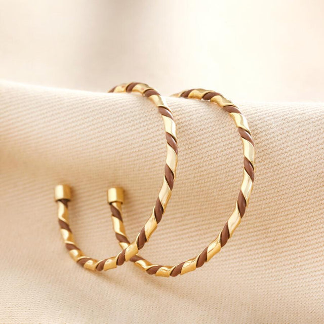 Enamel Twisted Hoop Earrings in Gold Lisa Angel