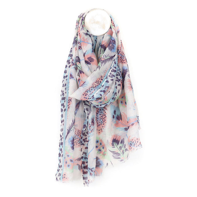 Pastel Brights Feather Print Scarf