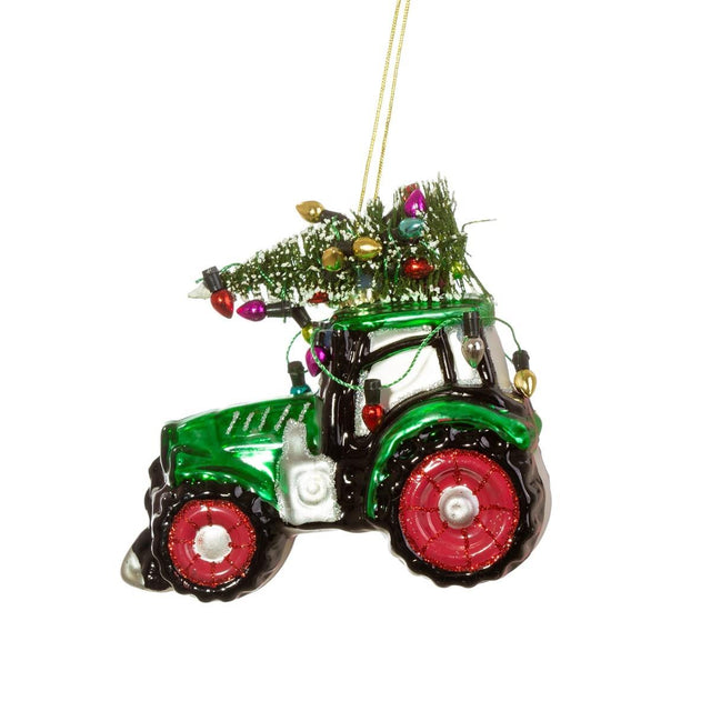 Festive Tractor Shaped Bauble Sass & Belle