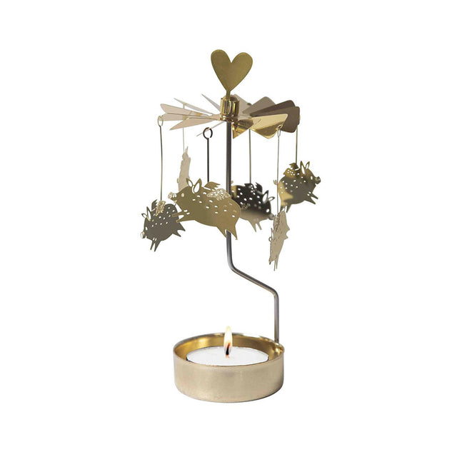Gold Flying Pigs Tea Light Rotary