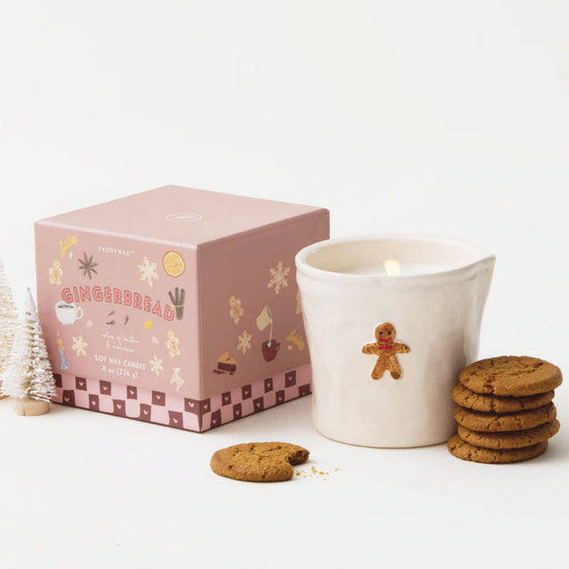 Bistro Gingerbread Embossed Ceramic Candle