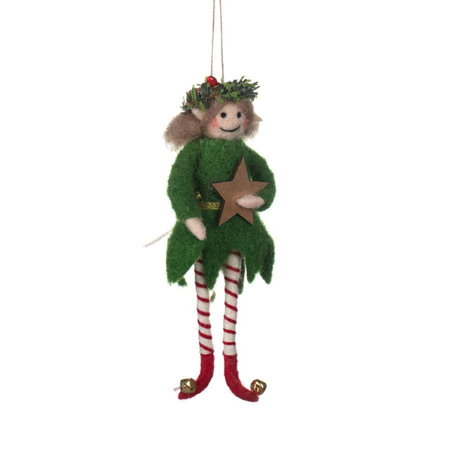 Girl Elf with Star Felt Hanging Decoration
