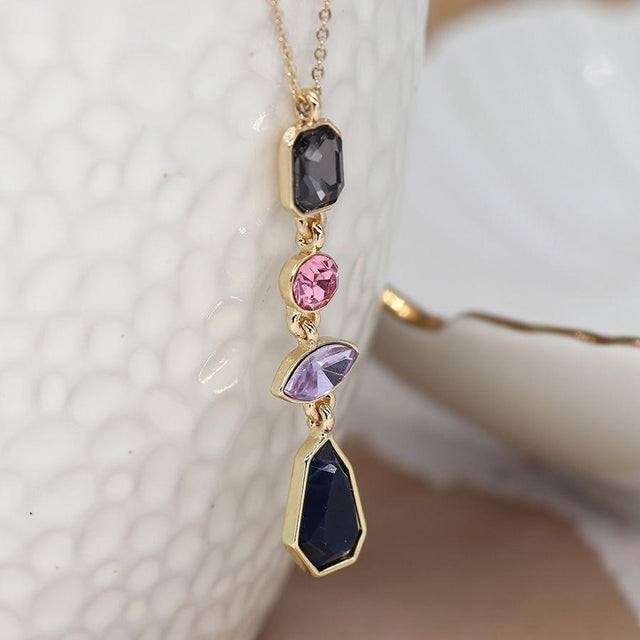 Glass Crystal Drop Pendant Necklace POM Boutique