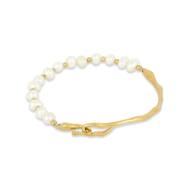 Asymmetric Pearl Boho Bracelet in Gold