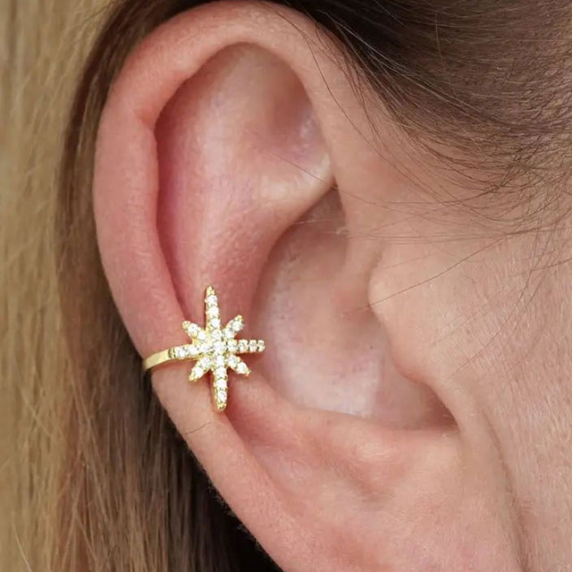 Compass Star Ear Cuff in Gold