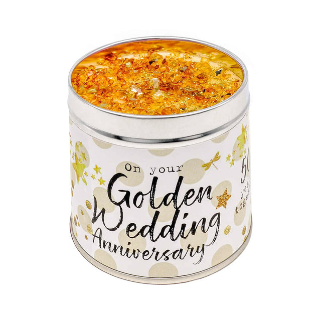 Best Kept Secrets Golden Wedding Anniversary Candle Tin