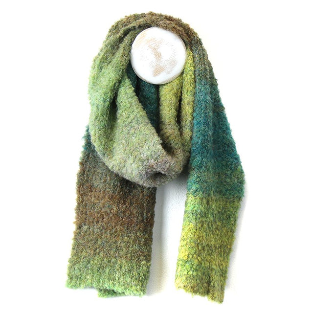Green and Teal Ombre Boucle Scarf Pom Boutique