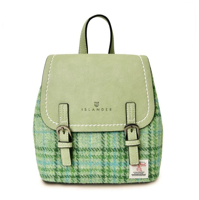 Mini Jura Backpack in Mint Green Check Harris Tweed