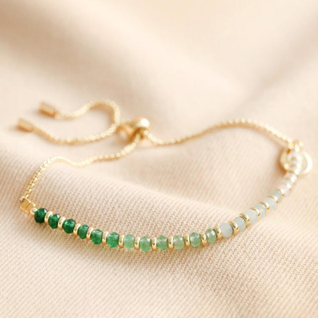Green Ombre Beads Bracelet in Gold Lisa Angel