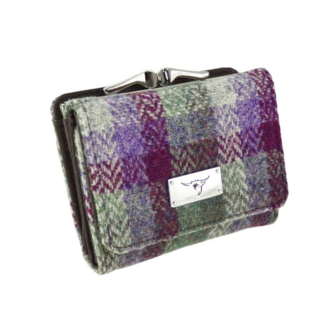 Green & Purple Check Harris Tweed Purse