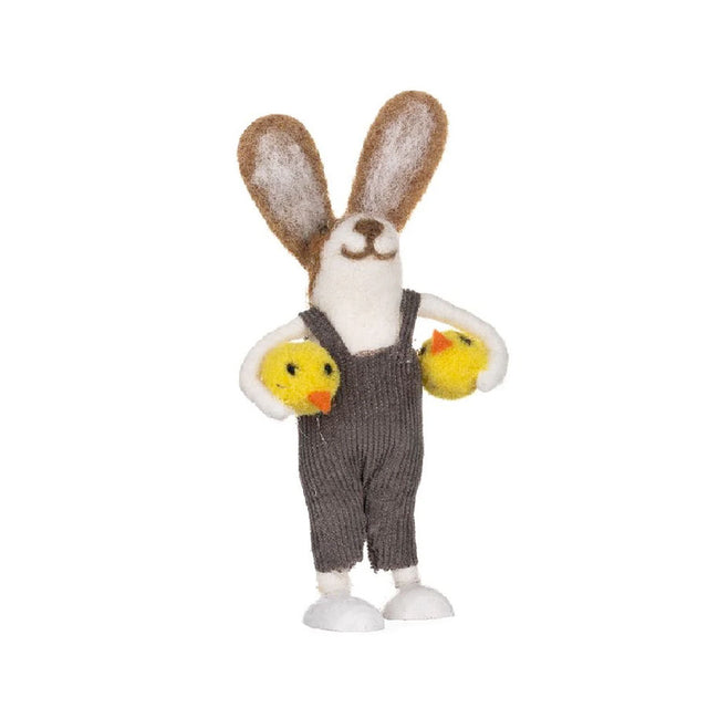 Shoeless Joe Hare Carrying Chicks Felt Decoration