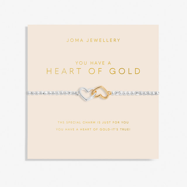 Forever Yours Heart of Gold Interlocked Heart Charm Bracelet
