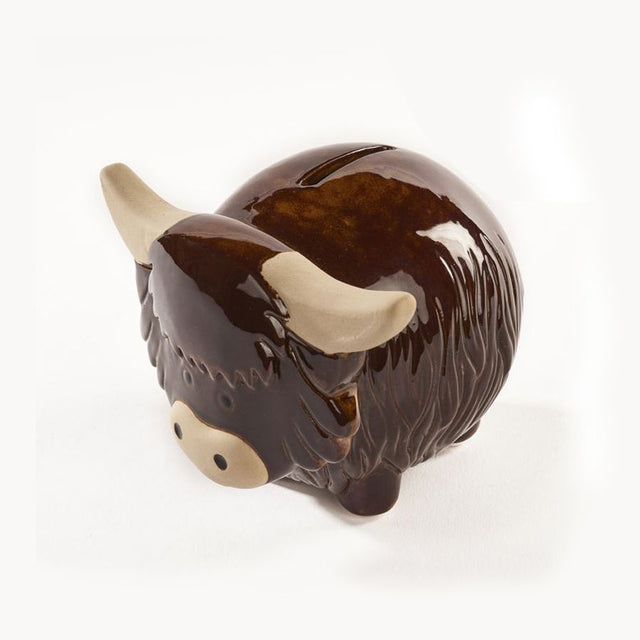 Highland Cow Stoneware Money Pot