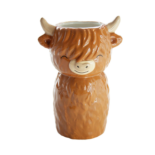 Sass and Belle Highland Cow Shaped Vase