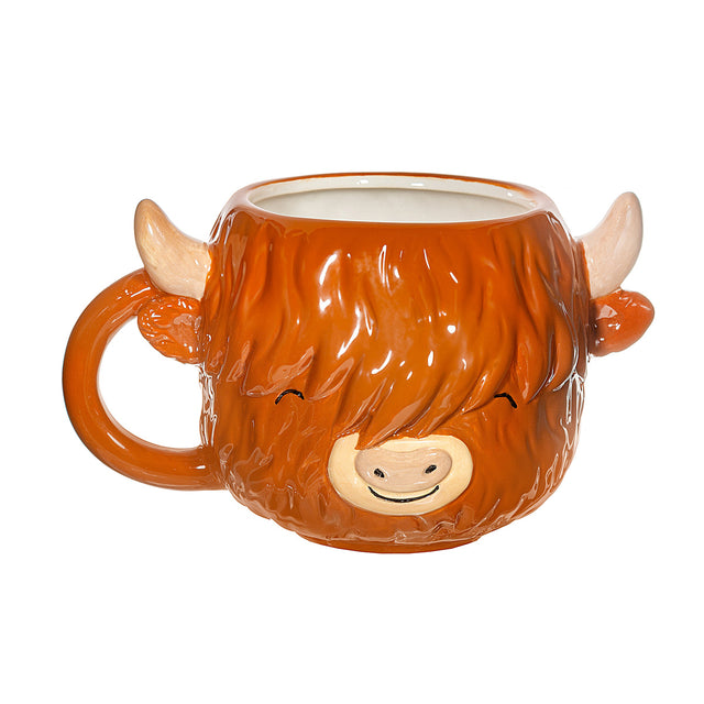 Sass and Belle Highland Cow Shaped Mug