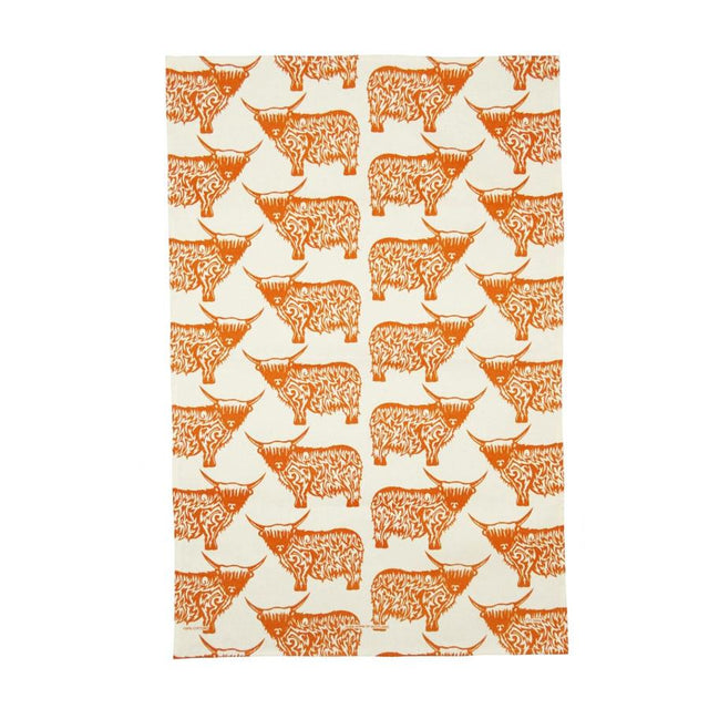 Highland Cow Print Cotton Tea Towel Glen Appin