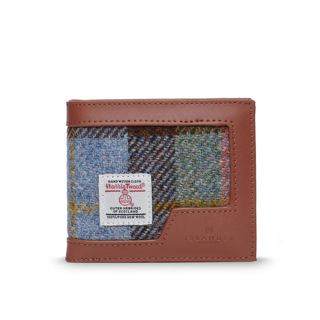 Chestnut and Blue Tartan Harris Tweed Men's Wallet
